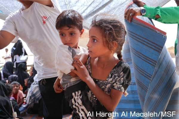 イエメン北部の町アブスの避難民キャンプ